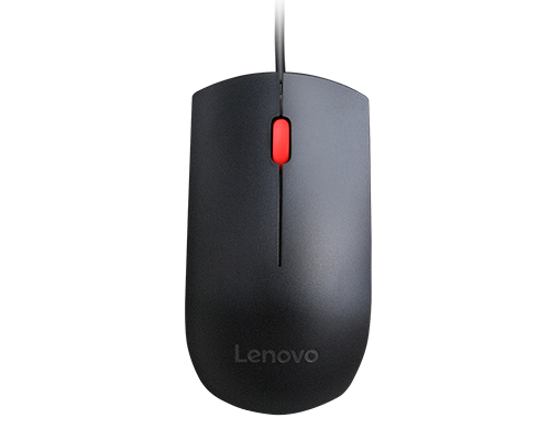 Lenovo Essential - Mouse - right and left-handed - optical - 3 buttons - wired - USB - black
